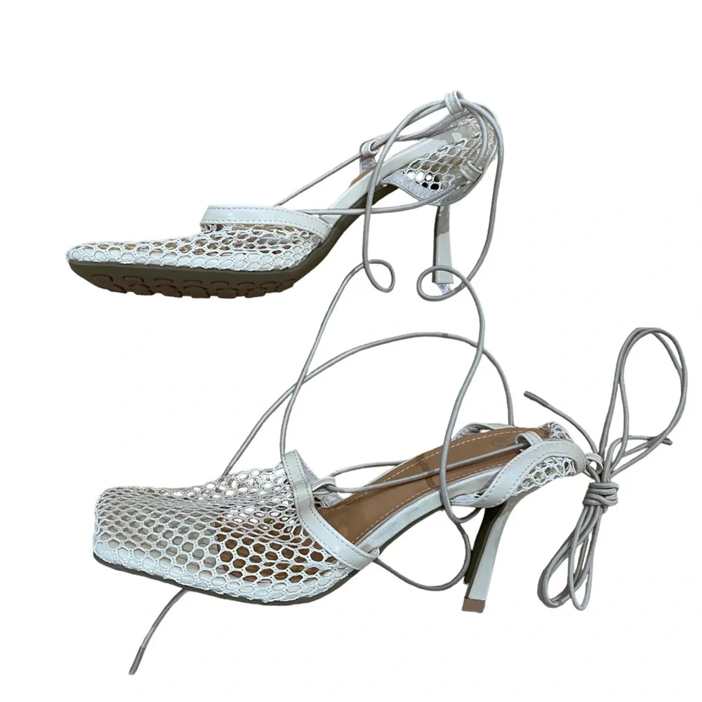 Fishnet Square Toe Heel - Picture 1 of 4